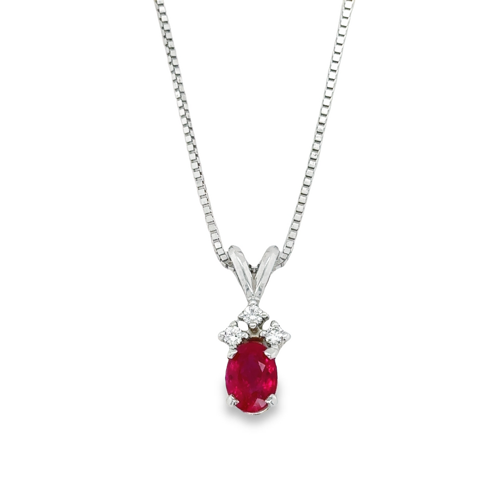 Sterling Silver Lab-Created Ruby Heart Pendant Necklace
