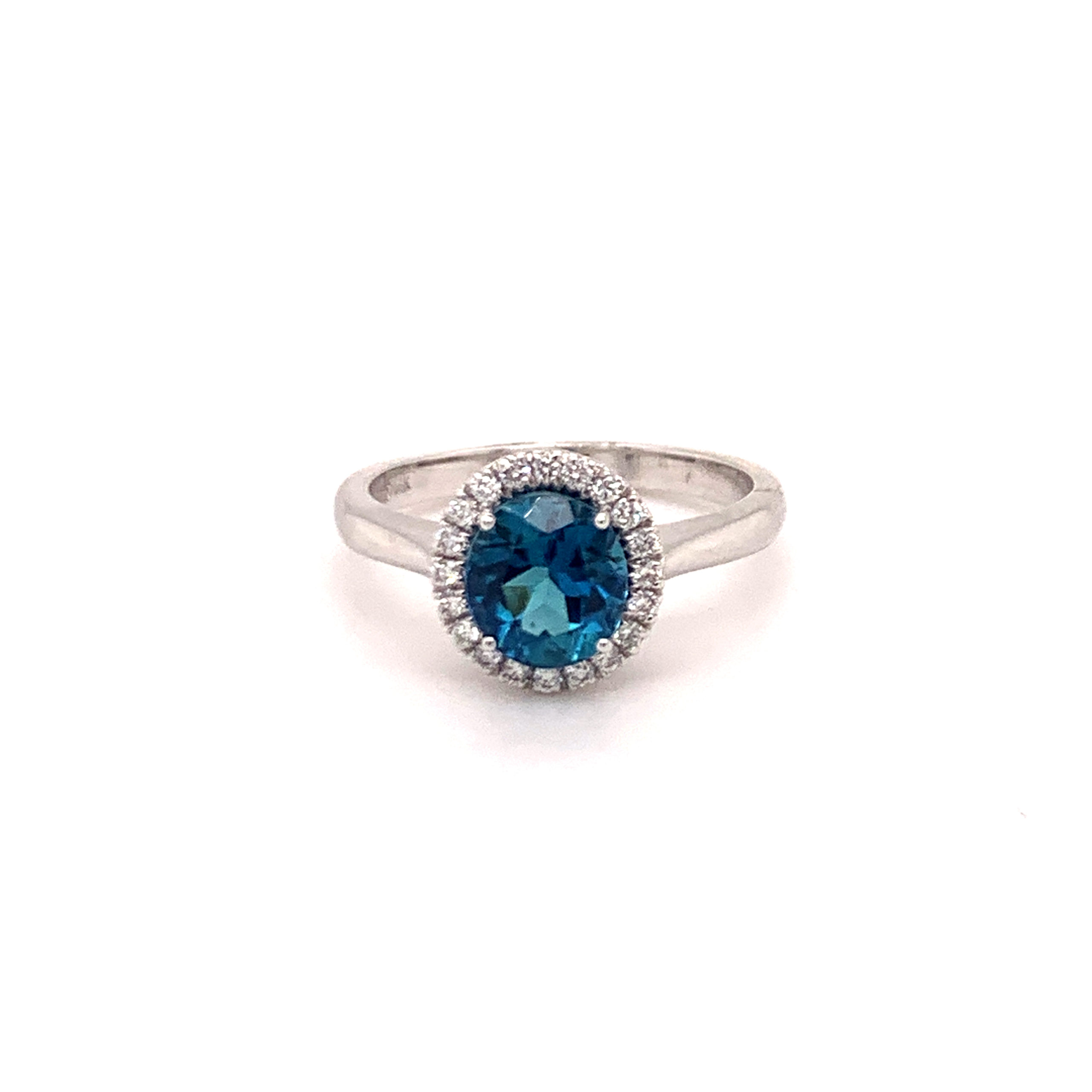 Buy Indicolite Tourmaline Oval 0.69 Carat Ring in 14K White Gold with  Accent Diamonds | BestinGems