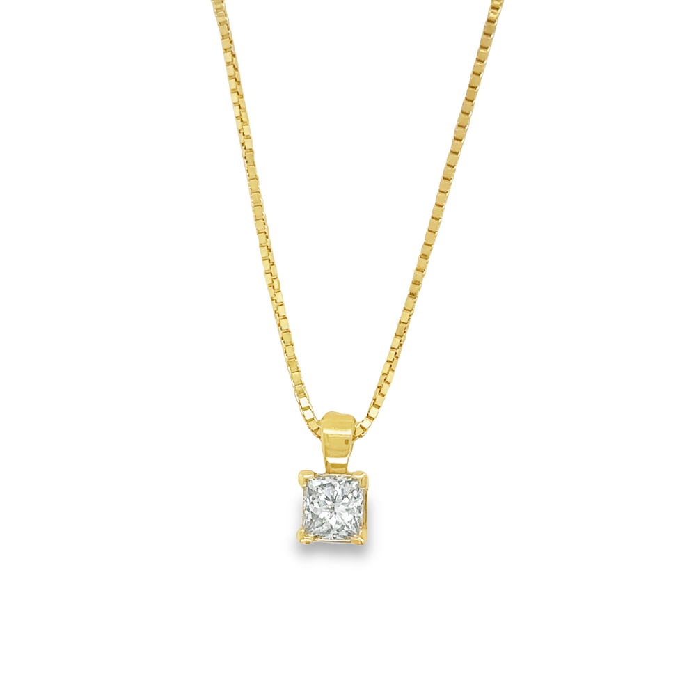 Diamond Pendant Necklace For Women | 2 Carat IGI Certified Princess Shape  Lab Grown Diamond | Lucida Four Prong Lab Diamond Pendant Necklace In 14K  Yellow Gold | FG-VS1-VS2 Quality | Friendly