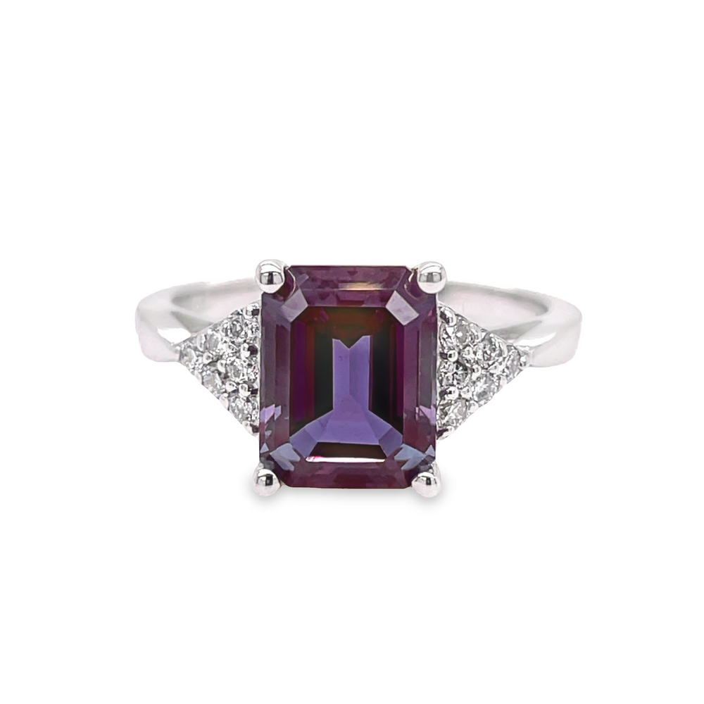 14K White Gold Amethyst and Alexandrite Engagement Ring with Meteorite –  Origin Jewelry
