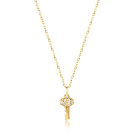 14kt Gold Natural Diamond Key Necklace