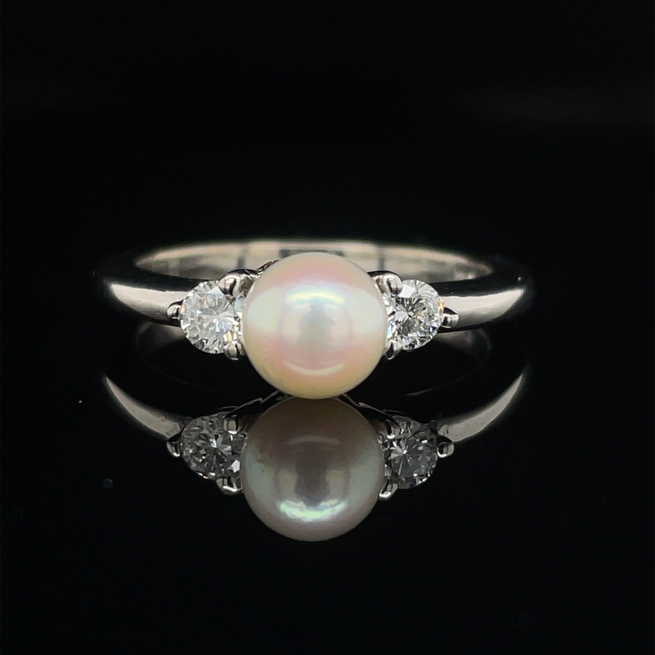 Ready to Ship - Star Diamond Engagement Ring with White Pearl (size US –  ARTEMER