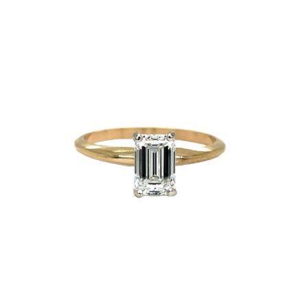 1.10ct LAB GROWN EMERALD CUT DIAMOND SOLITAIRE ENGAGEMENT RING