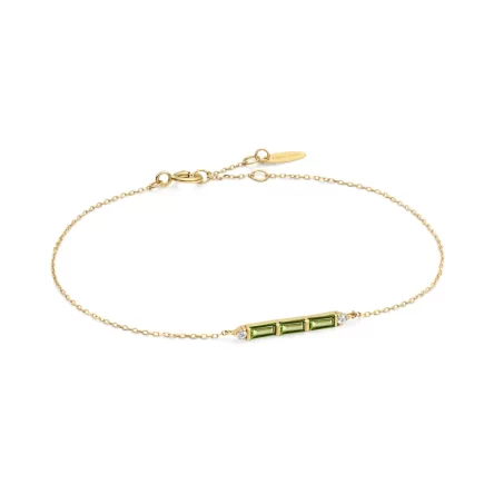GREEN TOURMALINE & WHITE SAPPHIRE BAR BRACELET