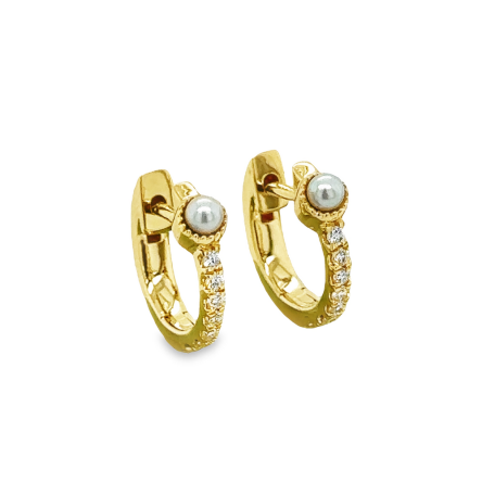 PEARL & DIAMOND HOOP EARRINGS