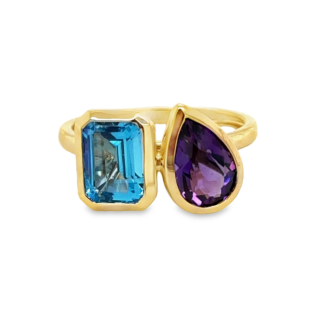 Wide Thick Band Gemstone Rings Gold Plated Citrine Amethyst Garnet Topaz  Ring | eBay
