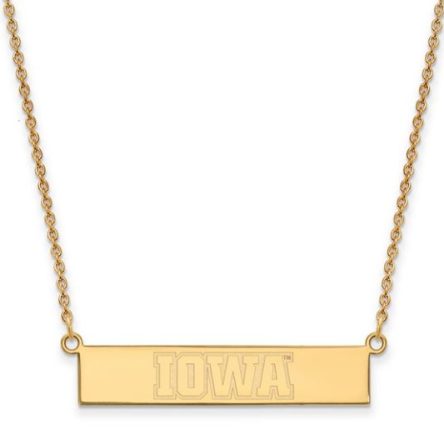 GOLD PLATED IOWA SMALL BAR NECKLACE