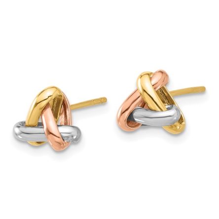 TRI-COLORED POLISHED LOVE KNOT POST EARRINGS