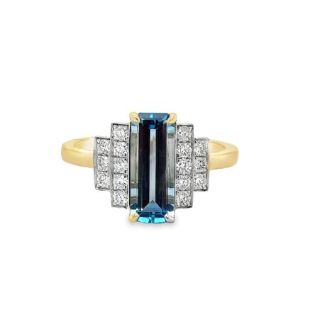 BLUE TOPAZ & DIAMOND RING