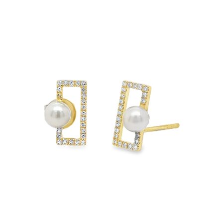 4MM PEARL & DIAMOND STUD EARRINGS