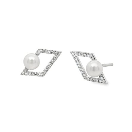 4MM PEARL & DIAMOND EARRINGS