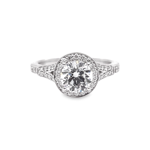 ROUND HALO DIAMOND ENGAGEMENT SEMI-MOUNT RING