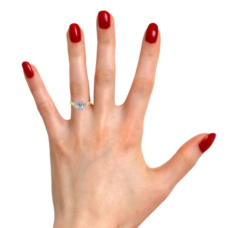 1.51ct EMERALD CUT THREE STONE ENGAGEMENT RING - Image 2