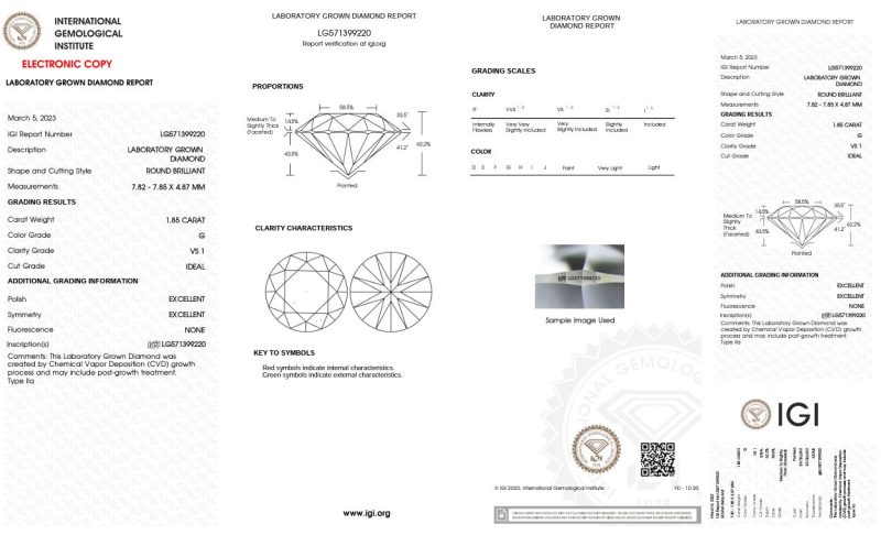 1.85ct G, VS1 ROUND BRILLIANT CUT LAB GROWN DIAMOND - Image 2
