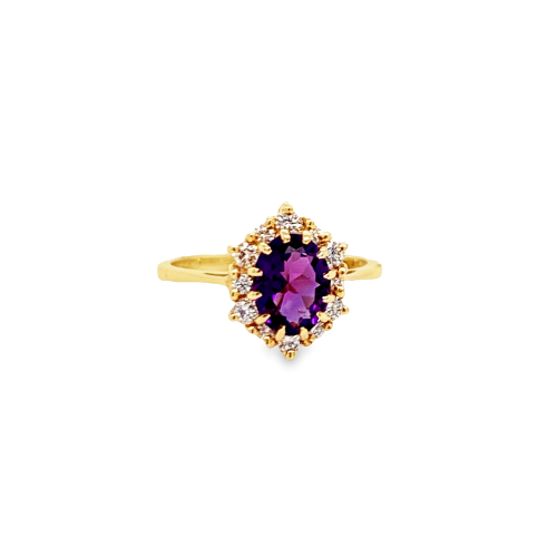 AMETHYST & DIAMOND HALO RING