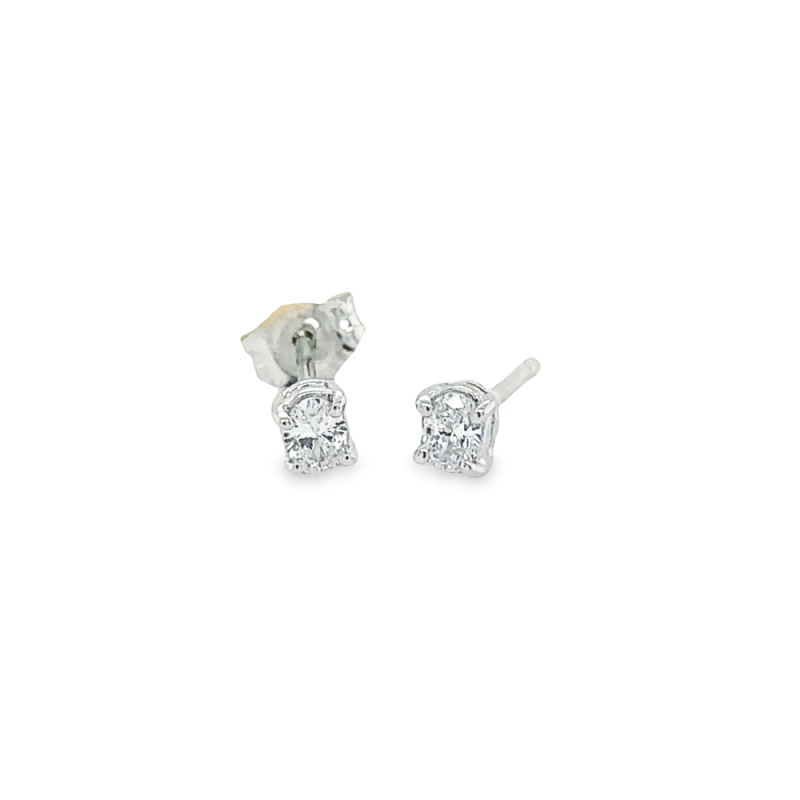 0.17ct TOTAL WEIGHT OVAL CUT DIAMOND STUD EARRINGS
