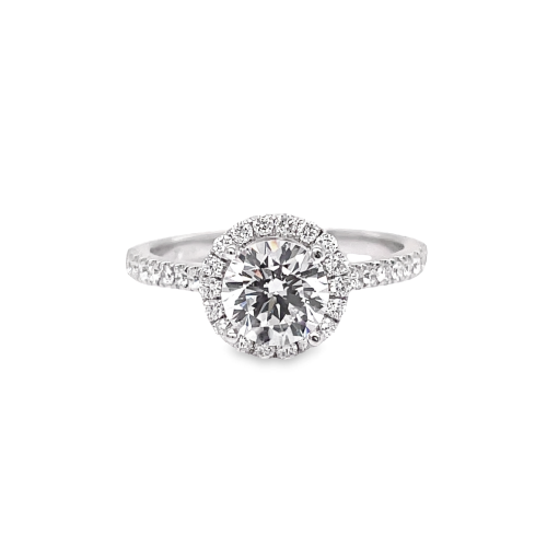 ROUND HALO DIAMOND ENGAGEMENT SEMI-MOUNT RING
