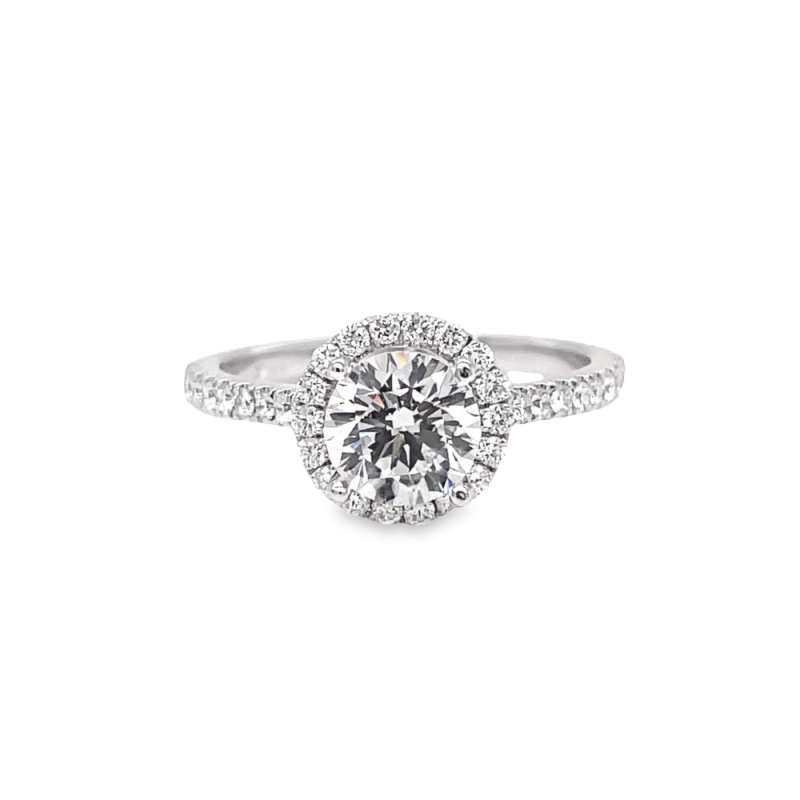 ROUND HALO DIAMOND ENGAGEMENT SEMI-MOUNT RING
