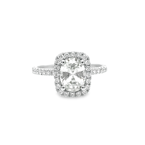 OVAL CUT DIAMOND HALO ENGAGEMENT SEMI-MOUNT RING