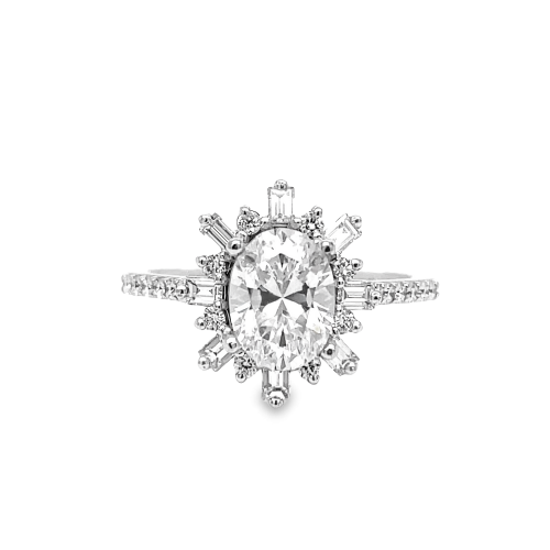 OVAL CUT DIAMOND HALO ENGAGEMENT SEMI-MOUNT RING