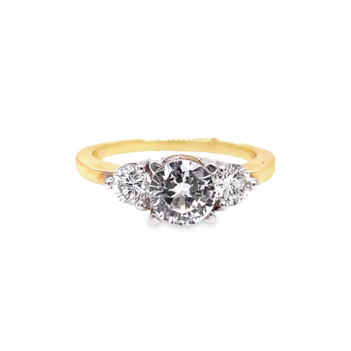 ROUND DIAMOND THREE STONE ENGAGEMENT SEMI-MOUNT RING