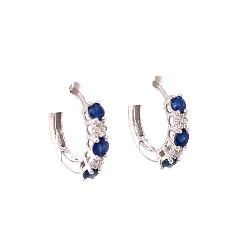 SAPPHIRE & DIAMOND HOOP EARRINGS - Image 2