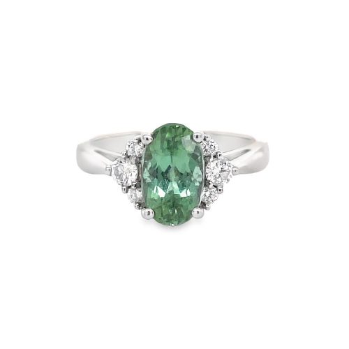 MINT GREEN TOURMALINE & DIAMOND RING