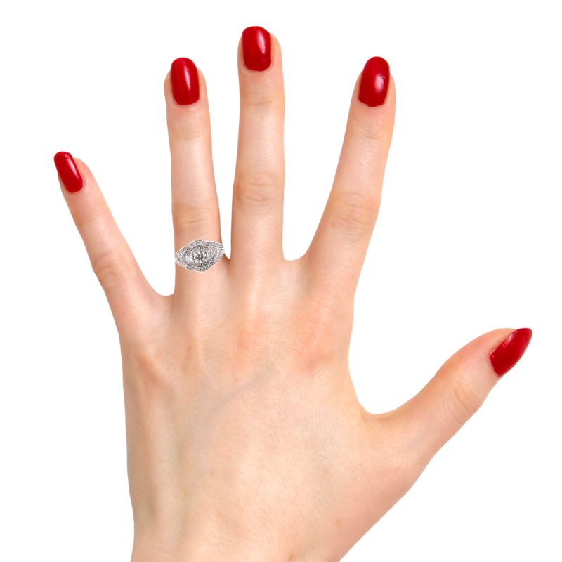 0.30ct ROUND BRILLIANT CUT DIAMOND HALO ENGAGEMENT RING - Image 3