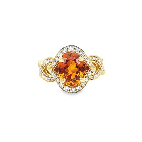 SPESSARTITE & DIAMOND RING