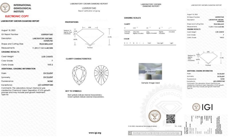 2.05ct F, VVS2 PEAR CUT LAB GROWN DIAMOND - Image 2