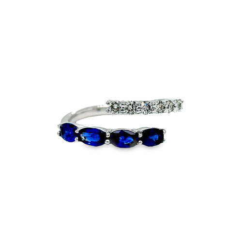 SAPPHIRE & DIAMOND BYPASS FASHION RING