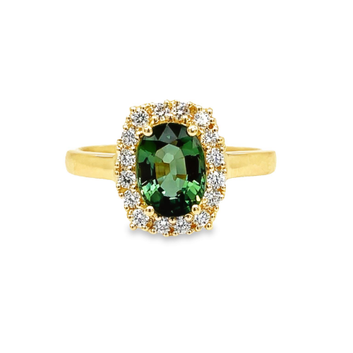 GREEN TOURMALINE & DIAMOND RING