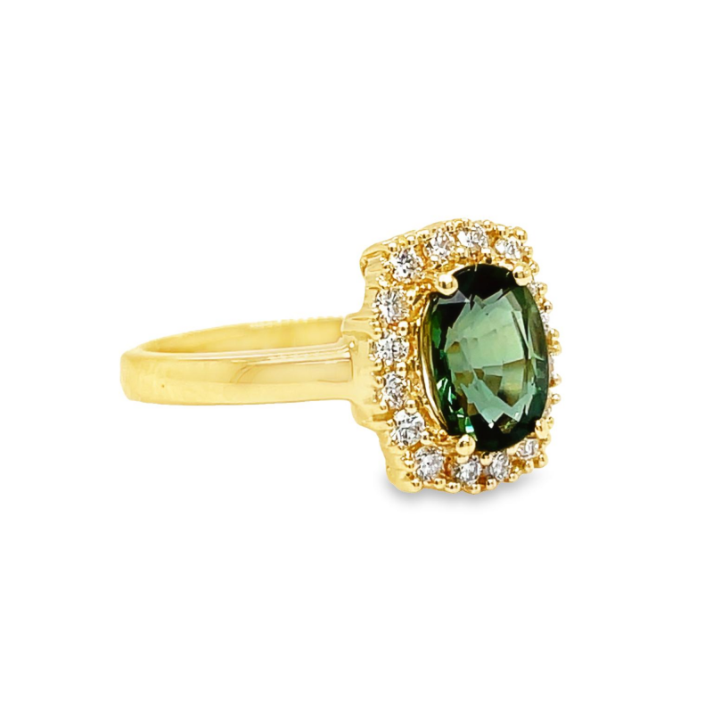 GREEN TOURMALINE & DIAMOND RING - Image 2