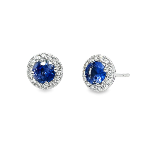 SAPPHIRE & DIAMOND HALO EARRINGS