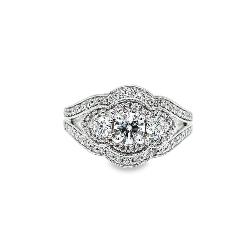 0.30ct ROUND BRILLIANT CUT DIAMOND HALO ENGAGEMENT RING
