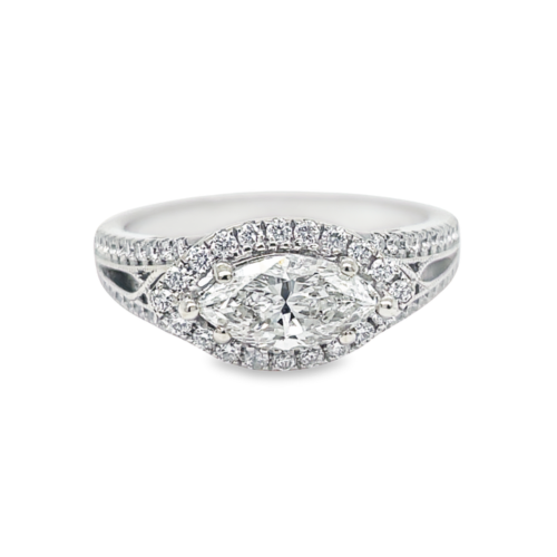 0.83ct MARQUISE CUT DIAMOND HALO ENGAGEMENT RING