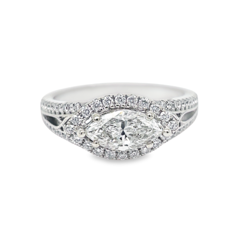 0.83ct MARQUISE CUT DIAMOND HALO ENGAGEMENT RING