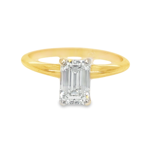 1.10ct LAB GROWN EMERALD CUT DIAMOND SOLITAIRE ENGAGEMENT RING