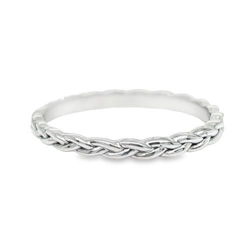 2MM 14K WHITE GOLD BAND BRAIDED