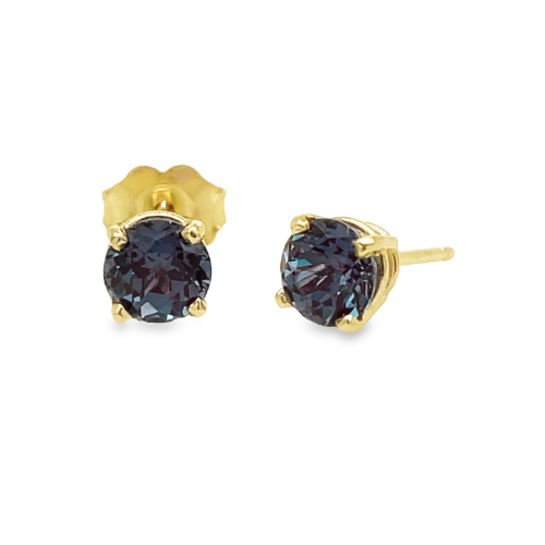 CREATED CHATHAM ALEXANDRITE STUD EARRINGS