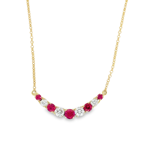 RUBY & DIAMOND BAR STYLE NECKLACE