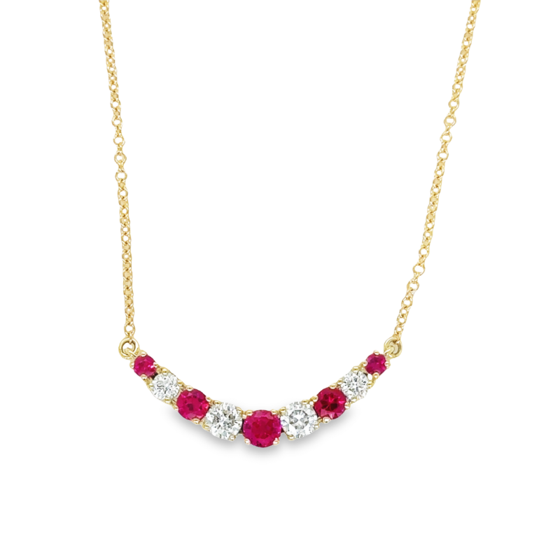 RUBY & DIAMOND BAR STYLE NECKLACE