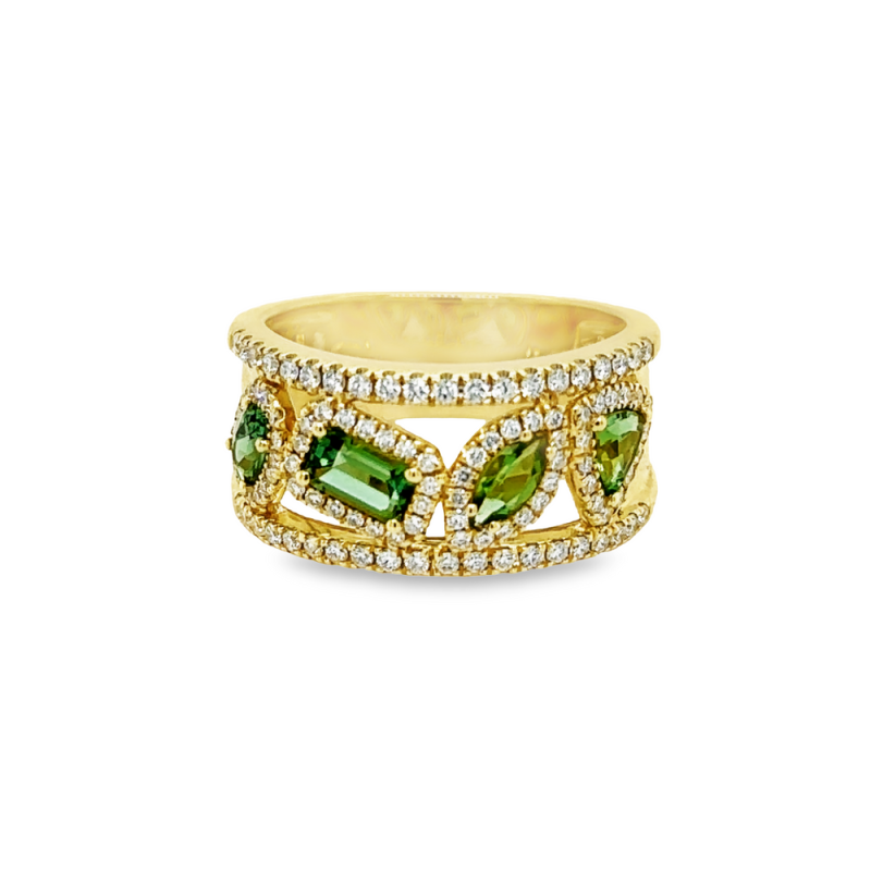 GREEN TOURMALINE & DIAMOND RING