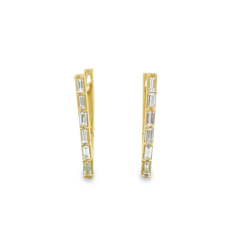 DIAMOND "V" SHAPED HOOP EARRINGS - Image 2