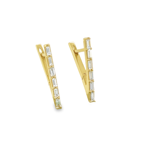 DIAMOND "V" SHAPED HOOP EARRINGS