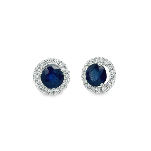 SAPPHIRE & DIAMOND HALO EARRINGS