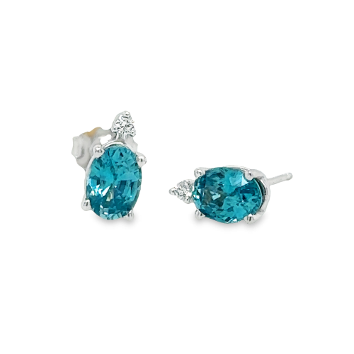 BLUE ZIRCON & DIAMOND EARRINGS