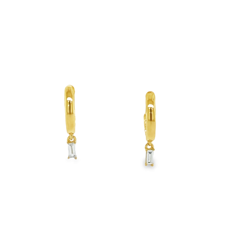 DIAMOND DROP HUGGIE HOOP EARRINGS - Image 2