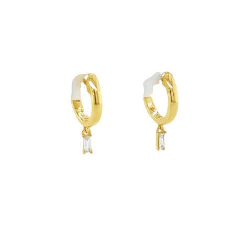 DIAMOND DROP HUGGIE HOOP EARRINGS