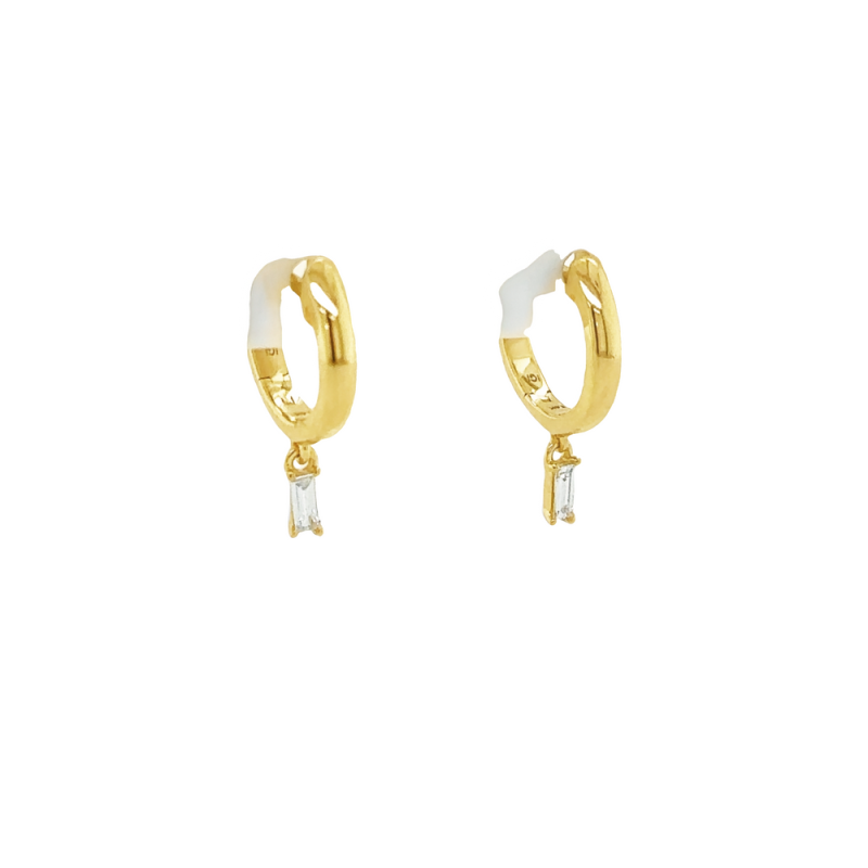DIAMOND DROP HUGGIE HOOP EARRINGS
